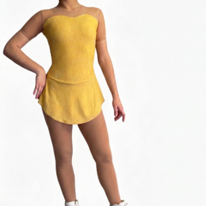 bonito maillot lycra floreada en amarillo